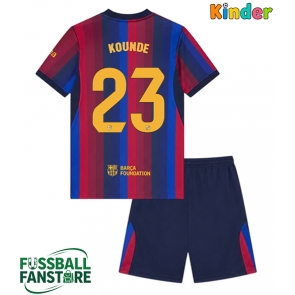 Barcelona Jules Kounde #23 Replik Heimtrikot Kinder 2026-27 Kurzarm (+ Kurze Hosen)